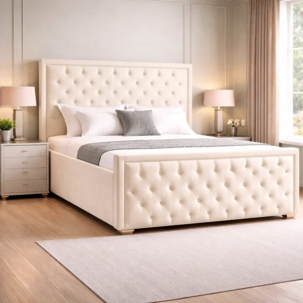 Princess Plush Upholstered Bed Frame – Luxury Fabric Bed Frame UK