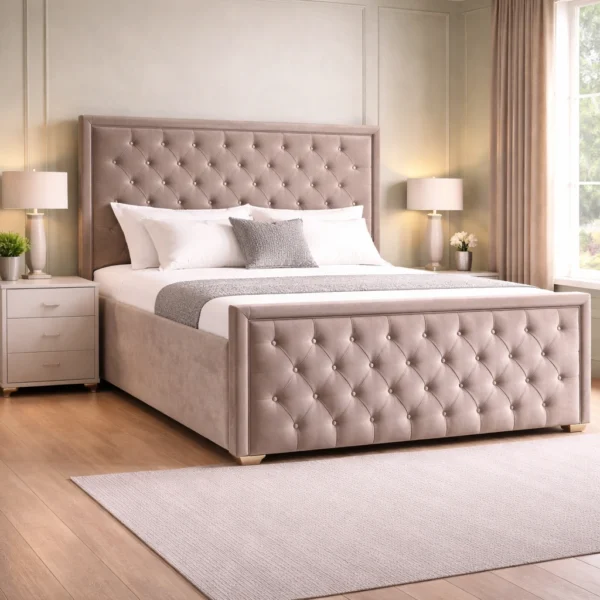 Princess Plush Upholstered Bed Frame – Luxury Fabric Bed Frame UK
