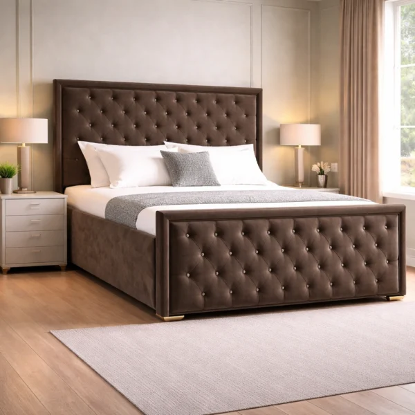 Princess Plush Upholstered Bed Frame – Luxury Fabric Bed Frame UK