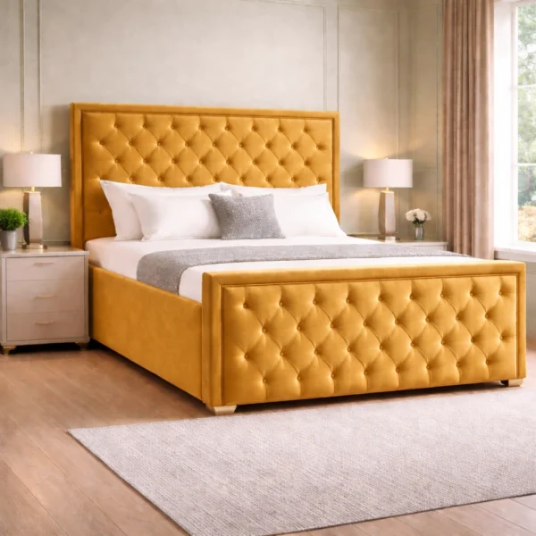 Princess Plush Upholstered Bed Frame – Luxury Fabric Bed Frame UK