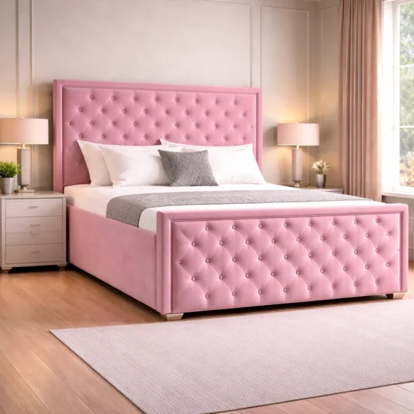 Princess Plush Upholstered Bed Frame – Luxury Fabric Bed Frame UK