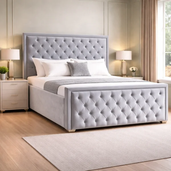 Princess Plush Upholstered Bed Frame – Luxury Fabric Bed Frame UK