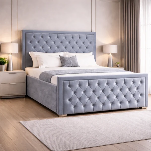 Princess Plush Upholstered Bed Frame – Luxury Fabric Bed Frame UK